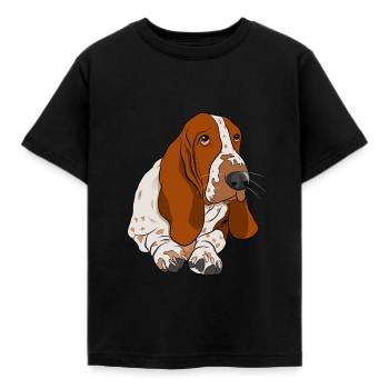 Basset Hound - Kids' T-Shirt - black - Front - AI Model Kid Female (0cm)