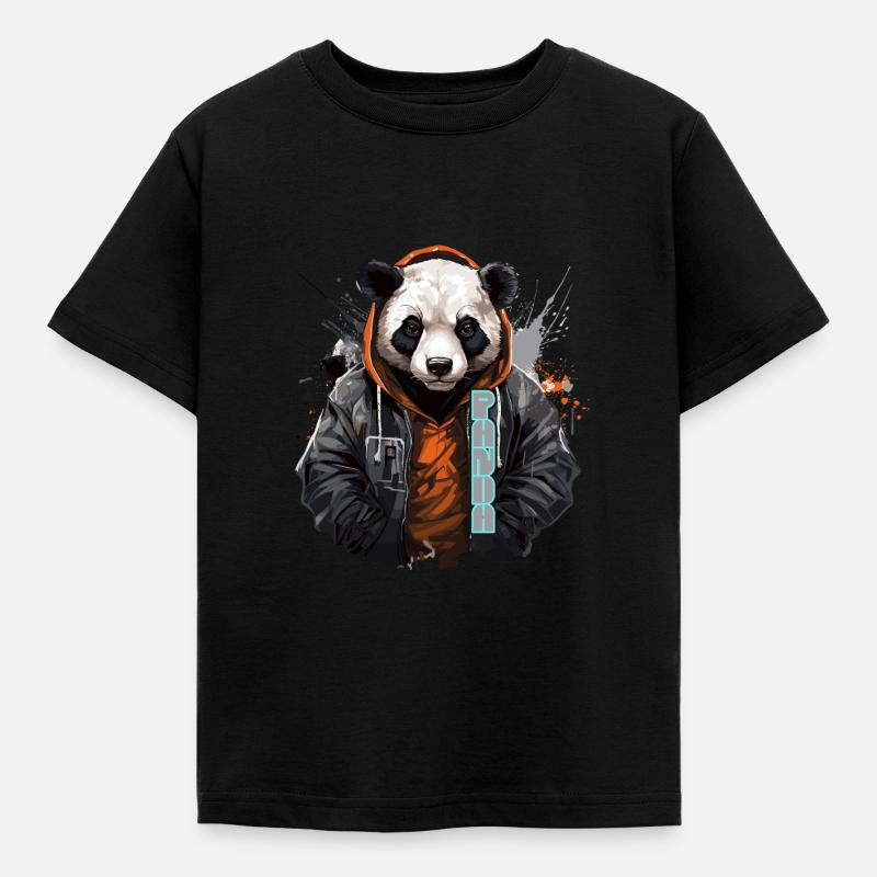 Panda Bär - Kinder T-Shirt - Schwarz