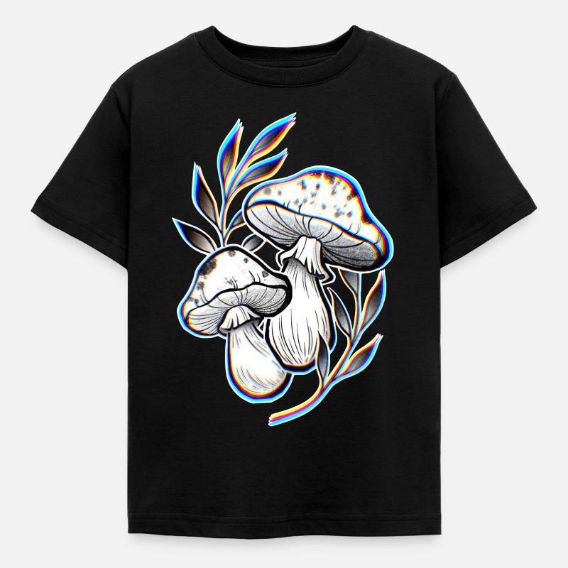 Psychedelic Mushrooms - Kinder T-Shirt - Schwarz