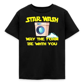 Star Wash - may the foam be with you - Kinder T-Shirt - Schwarz - Vorne - AI Model Kid Female (0cm)