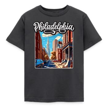 Vintage Philadelphia Retro Design - Kinder T-Shirt - Dunkelgrau - Vorne - AI Model Kid Female (0cm)