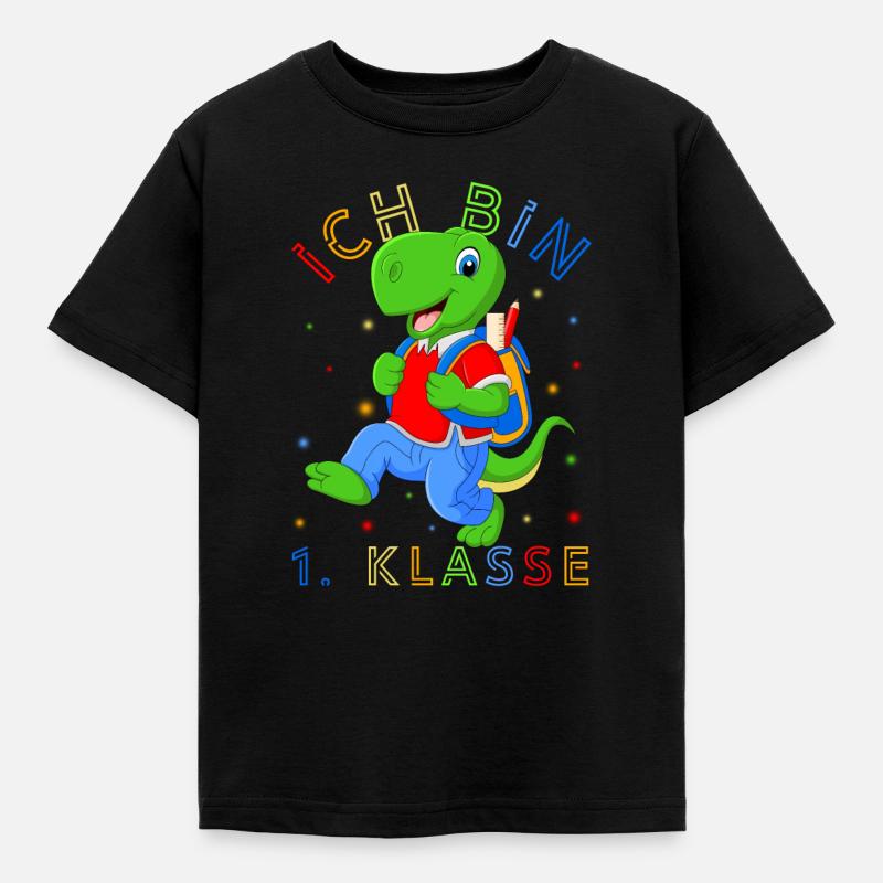 Ich Bin 1. Klasse Dino Dinosaurier Einschulung - Kinder T-Shirt - Schwarz