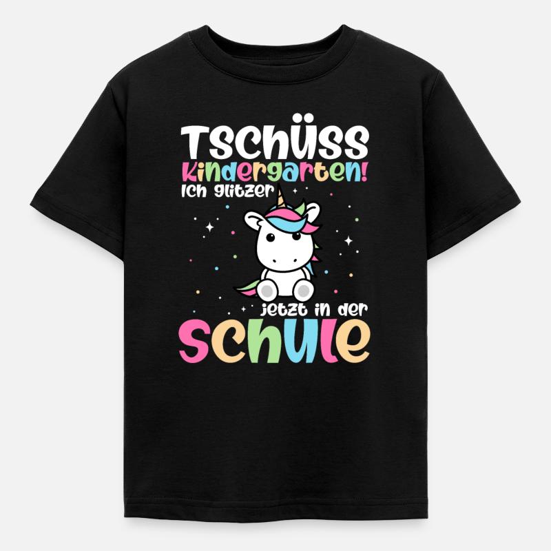 Erste Klasse Geschenk Konfetti Schulkind Einhorn G - Kinder T-Shirt - Schwarz