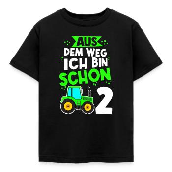 Aus Dem Weg Ich Bin Schon 2 Traktor Geburstag Gesc - Kinder T-Shirt - Schwarz - Vorne - AI Model Kid Female (0cm)