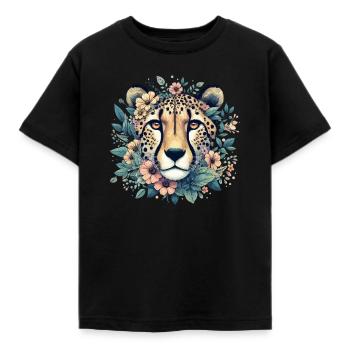 Guépard Fleurs de guépard - T-shirt Enfant - noir - Devant - AI Model Kid Female (0cm)