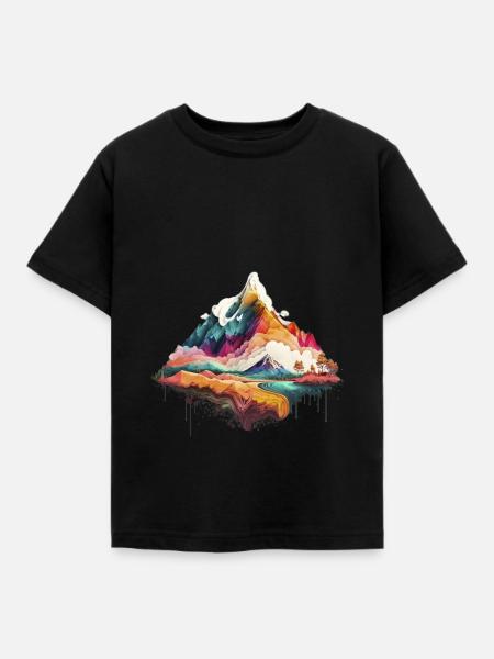Mountain Vibes Psyké 1 - Kinder T-Shirt - Schwarz