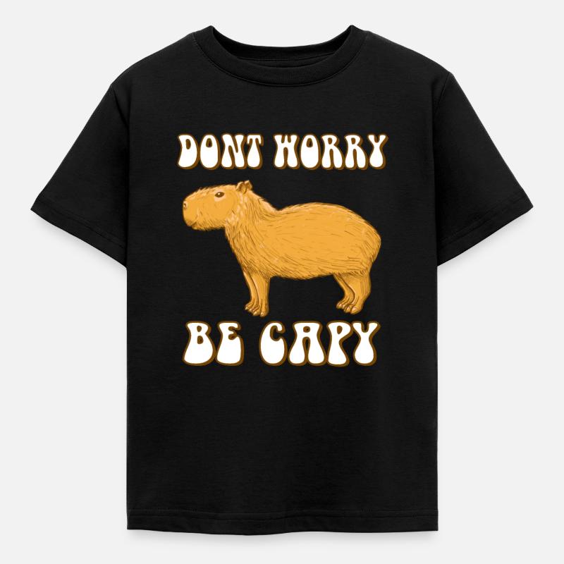 Capybara don't Worry be Capy - Kinder T-Shirt - Schwarz
