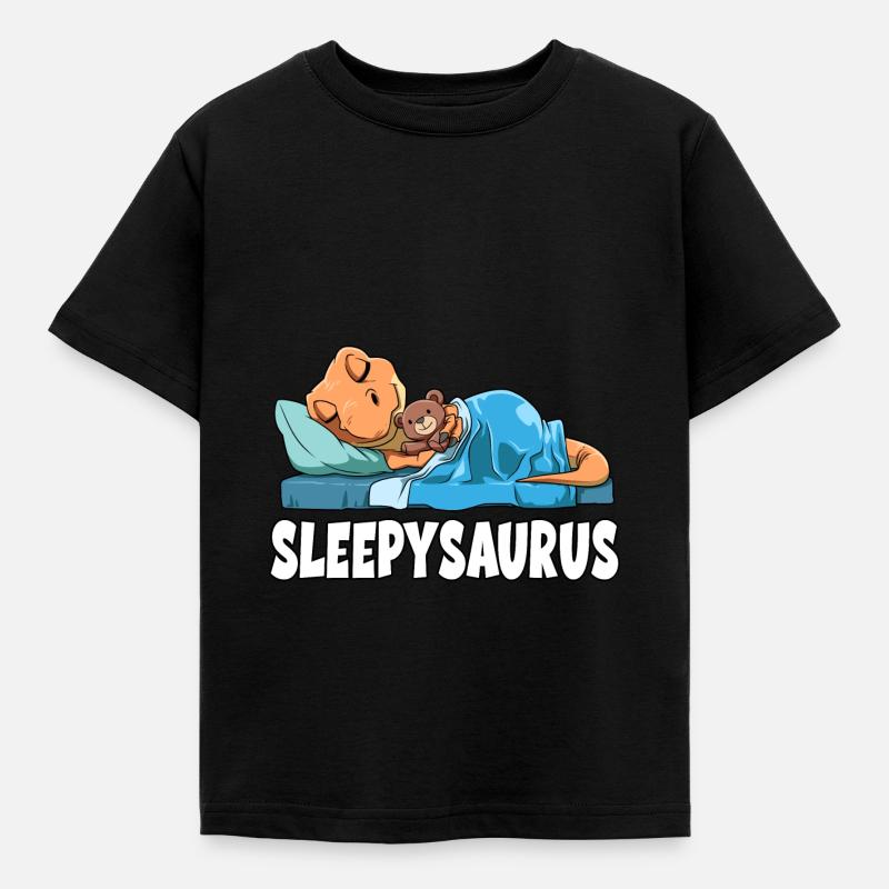 Sleepysaurus für alle Dino Fans Dinosaurier - Kinder T-Shirt - Schwarz