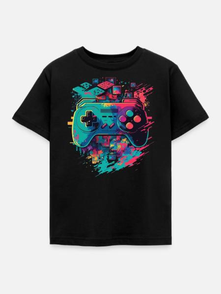 Retro Konsole - Kinder T-Shirt - Schwarz