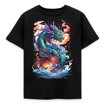 Dragon des profondeurs : Anime Manga Magie - T-shirt Enfant - noir - Devant - AI Model Kid Female (0cm)