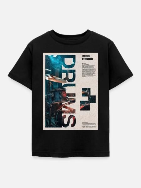 Trommel-Collage-Trommlerkunst - Kinder T-Shirt - Schwarz