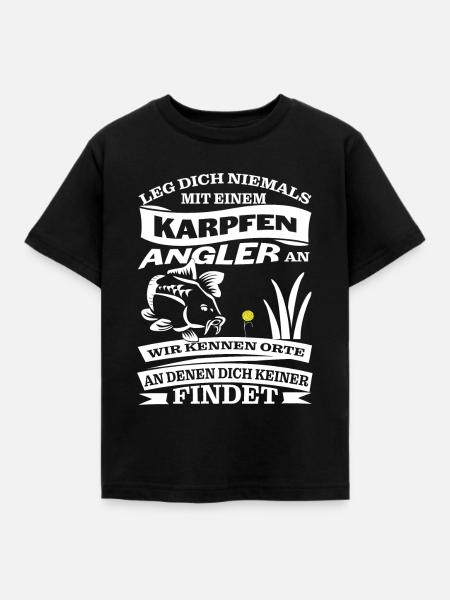 Karpfen Angler - Kinder T-Shirt - Schwarz