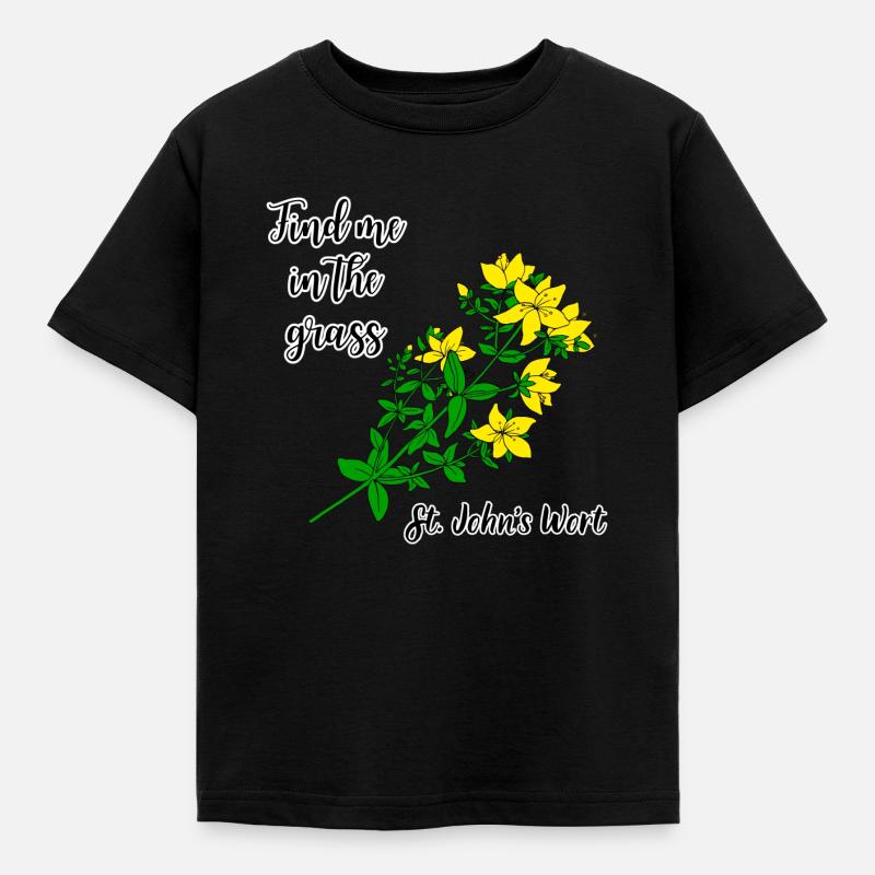 Finde mich im Gras... Johanniskraut - Kinder T-Shirt - Schwarz
