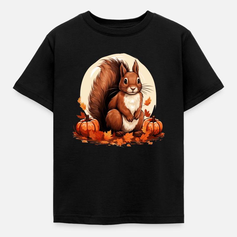 Eichhörnchen - Kinder T-Shirt - Schwarz