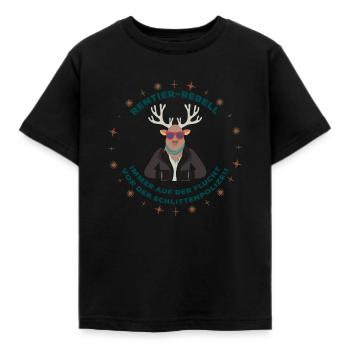 Rentier-Rebell auf der Flucht - Kinder T-Shirt - Schwarz - Vorne - AI Model Kid Female (0cm)