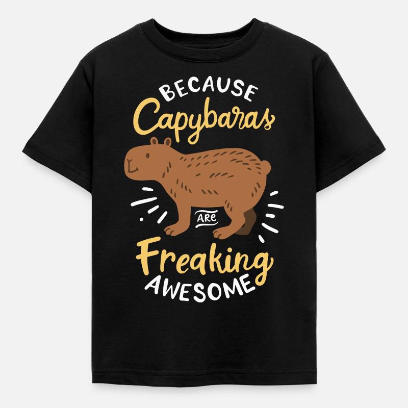 Capybara capybara saying rodent - Kids' T-Shirt - black