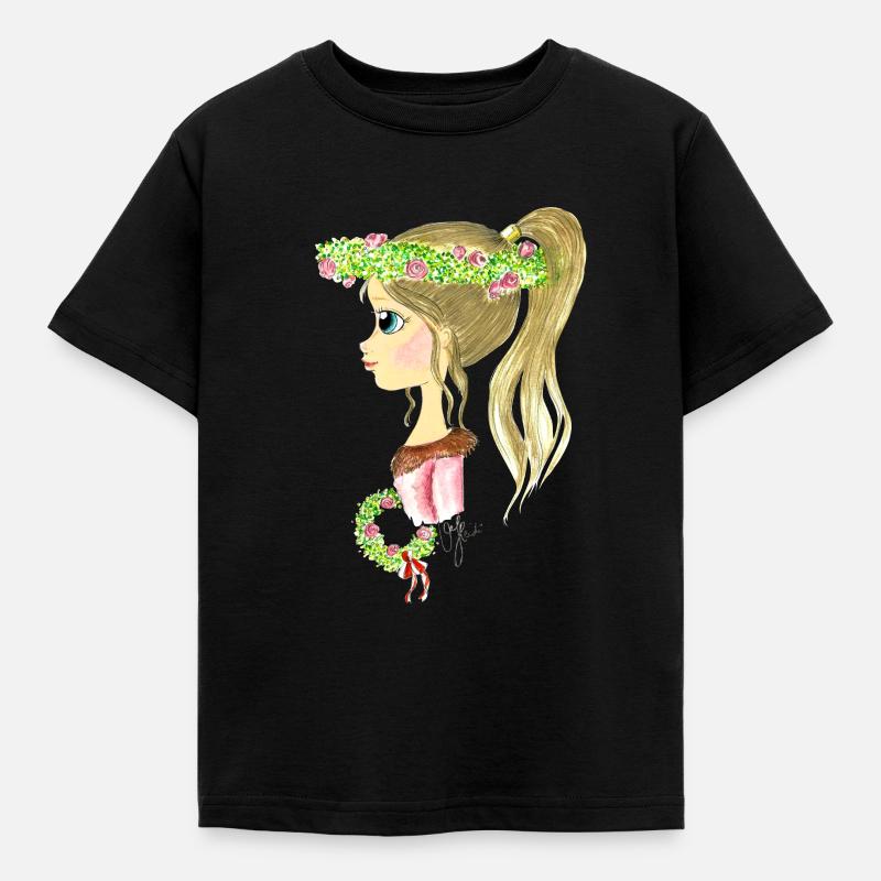 Blumenmädchen_2 - Kinder T-Shirt - Schwarz