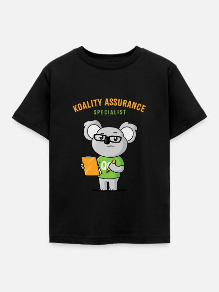 Koala Bär Spezialist für Qualitätssicherung - Kinder T-Shirt - Schwarz