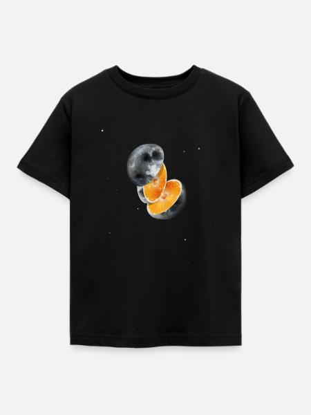 Universe Orange Moon - Kinder T-Shirt - Schwarz