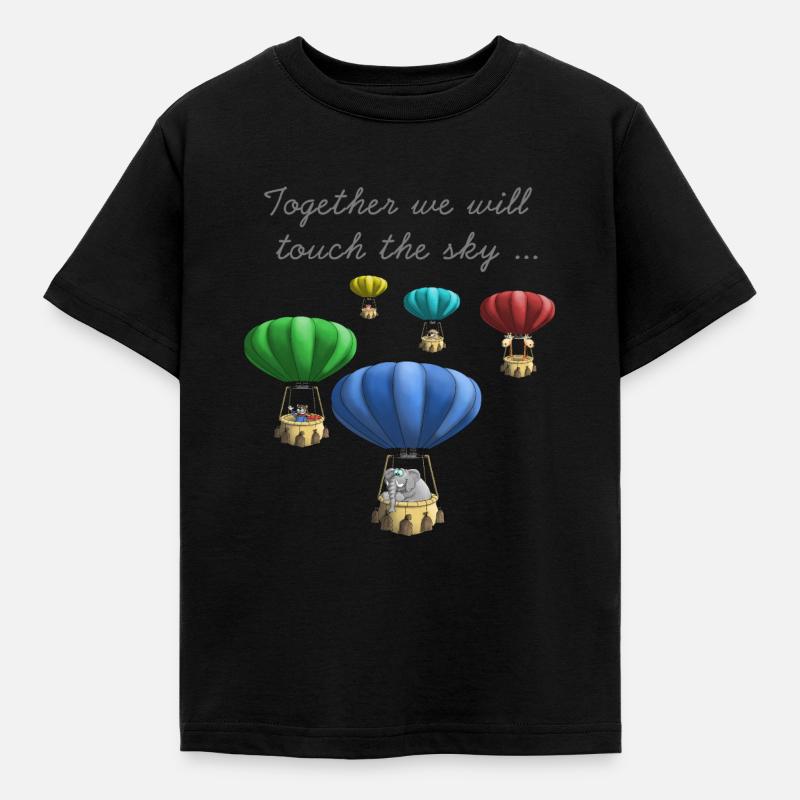 Bunte Heißluftballons - Kinder T-Shirt - Schwarz