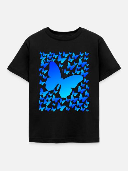 Schmetterling Butterfly - Kinder T-Shirt - Schwarz