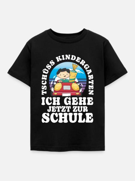 Einschulung Tschüss Kindergarten - Kinder T-Shirt - Schwarz