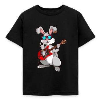 Hase Rockmusiker Ostern - Kinder T-Shirt - Schwarz - Vorne - AI Model Kid Female (0cm)