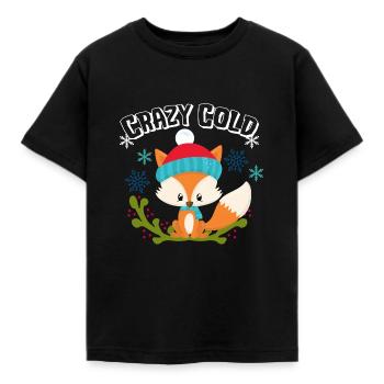 Crazy Cold Fuchs Schnee Geschenk Winter Xmas Idee - Kinder T-Shirt - Schwarz - Vorne - AI Model Kid Female (0cm)