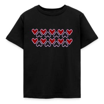Heart Pattern (Red and Black) - Kids' T-Shirt - black - Front - AI Model Kid Female (0cm)