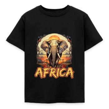 Elefant Afrika Safari - Kinder T-Shirt - Schwarz - Vorne - AI Model Kid Female (0cm)