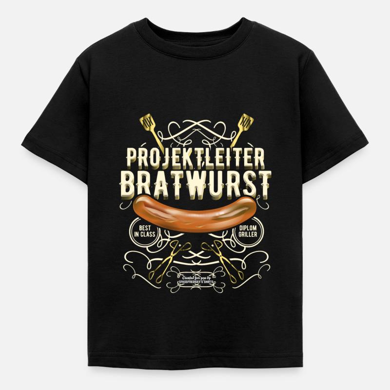 Grillen Design Projektleiter Bratwurst - Kinder T-Shirt - Schwarz
