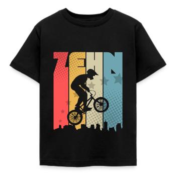 10 Geburtstag Bmx Fahrrad 10 Jahre Kinder Geschenk - Kinder T-Shirt - Schwarz - Vorne - AI Model Kid Female (0cm)