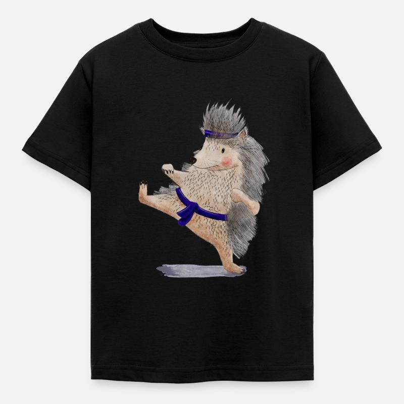 Karate Igel - Kinder T-Shirt - Schwarz
