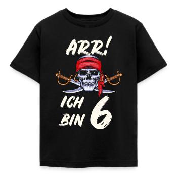 ARR ich bin 6 Pirat - Kinder T-Shirt - Schwarz - Vorne - AI Model Kid Female (0cm)