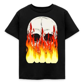Skull Skull Horreur Halloween Flammes de feu - T-shirt Enfant - noir - Devant - AI Model Kid Female (0cm)