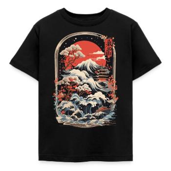 Japon vintage : idylle de montagne japonaise - T-shirt Enfant - noir - Devant - AI Model Kid Female (0cm)
