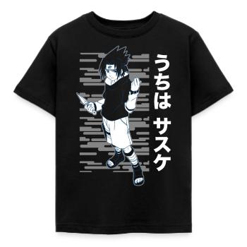 Naruto Cooles Design Mit Sasuke - Kinder T-Shirt - Schwarz - Vorne - AI Model Kid Female (0cm)