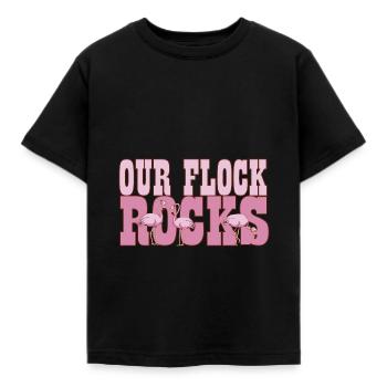 Flamingo Our Flock Rocks Family Summer Vacation - Kinder T-Shirt - Schwarz - Vorne - AI Model Kid Female (0cm)