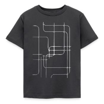 Geometrische Linienführung Netz - Kinder T-Shirt - Dunkelgrau - Vorne - AI Model Kid Female (0cm)