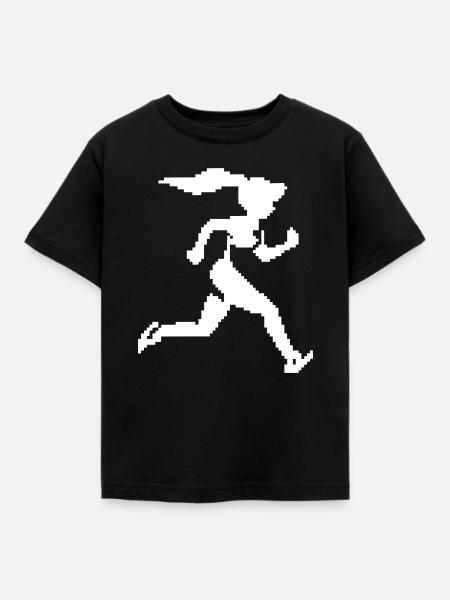 Läuferin Pixel Grafik - Kinder T-Shirt - Schwarz