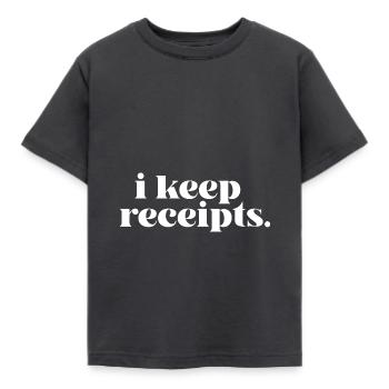 Je garde les reçus Meme Rant Funny Liar Accroche - T-shirt Enfant - charbon - Devant - AI Model Kid Female (0cm)