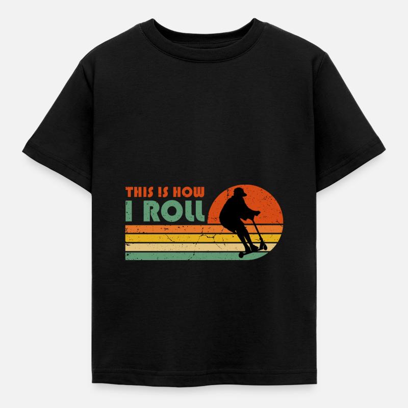 Scooter Roller Spruch Geschenk Rollen Kinder - Kinder T-Shirt - Schwarz