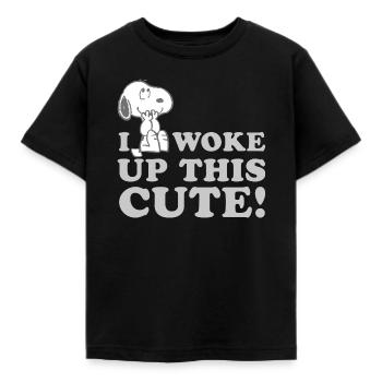 Peanuts Snoopy I Woke Up This Cute Lustiger Spruch - Kinder T-Shirt - Schwarz - Vorne - AI Model Kid Female (0cm)