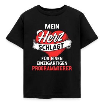 Mein Herz schlägt für einen Programmierer - Kinder T-Shirt - Schwarz - Vorne - AI Model Kid Female (0cm)