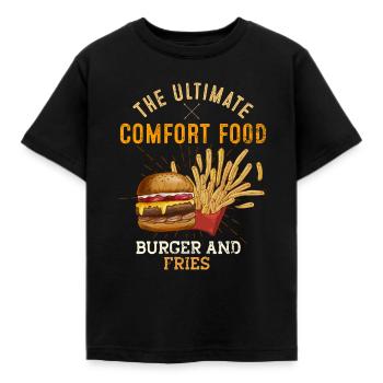 Burger & Pommes Ultimate Comfort Food Funny Fast Fo - Kinder T-Shirt - Schwarz - Vorne - AI Model Kid Female (0cm)