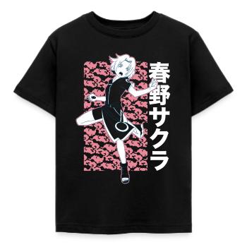 Naruto Cool Design Avec Sakura - T-shirt Enfant - noir - Devant - AI Model Kid Female (0cm)