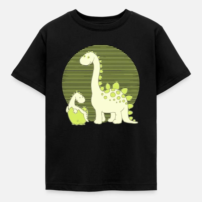 Dinosaur Mom with Hatching Egg - Kids' T-Shirt - black