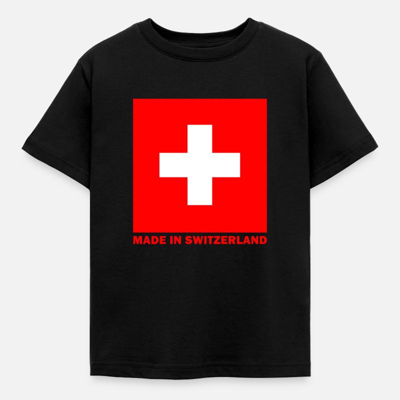 Fremstillet i Schweiz - Børne-T-shirt - sort