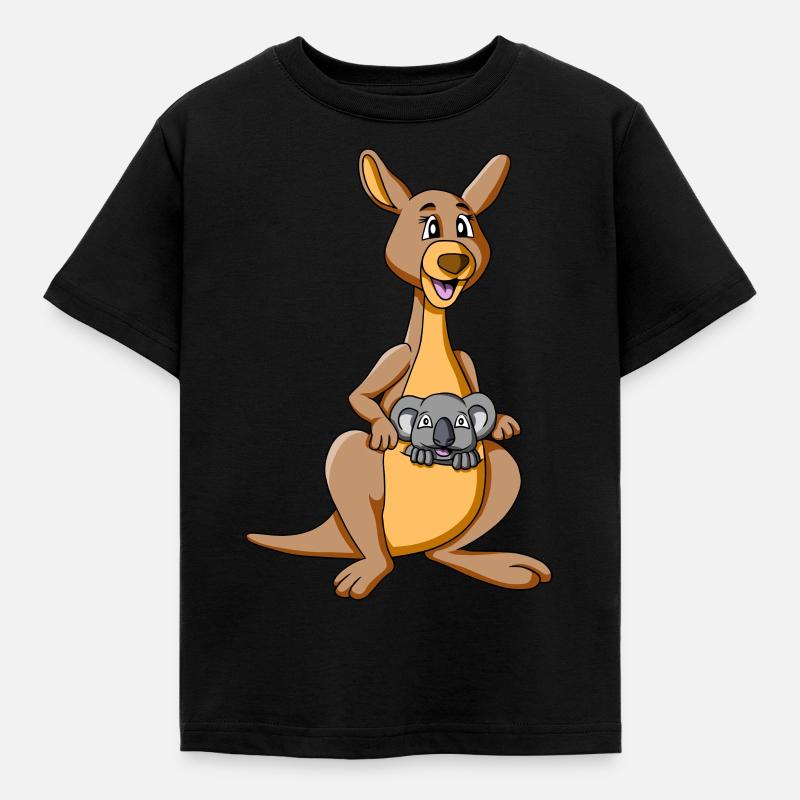 Kangaroo with koala in a pouch - kangaroo with koala - Kids' T-Shirt - black