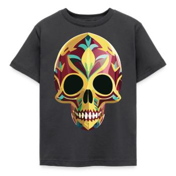 Calavera - Bunter Totenkopf - Kinder T-Shirt - Dunkelgrau - Vorne - AI Model Kid Female (0cm)